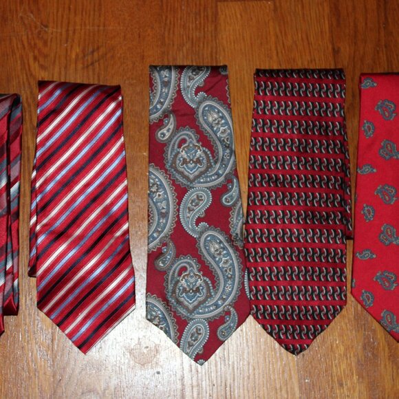 Mens tie lot of 5 red STRIPED Paisley Amoeba VINTAGE RETRO STAFFORD - Picture 1 of 2